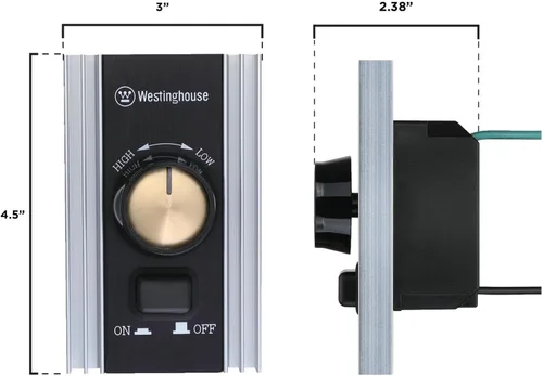 Vista 5 de Westinghouse 7788600 Control de pared giratorio de velocidad variable, compatible con ventiladores de techo de estilo industrial Jax, negro y níquel