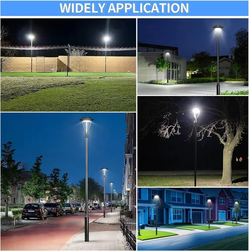 Vista 8 de ADUB Luces LED de poste de 60 W, 48 W, 36 W, potencia ajustable, DLC ETL 5000 K, luz LED superior con fotocélula IP65, luces de poste