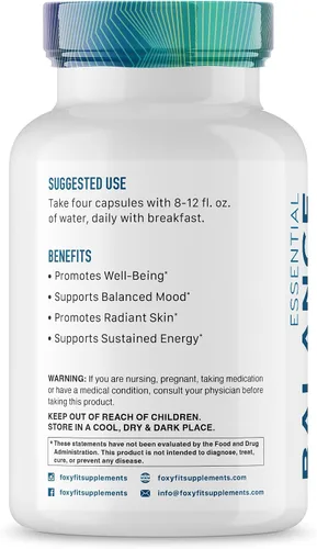 Vista 2 de Foxy Fit - Suplemento vitamínico y hormonal Essential Balance para mujeres – Antioxidante, piel y cabello saludables para uso diario* (30 porciones)