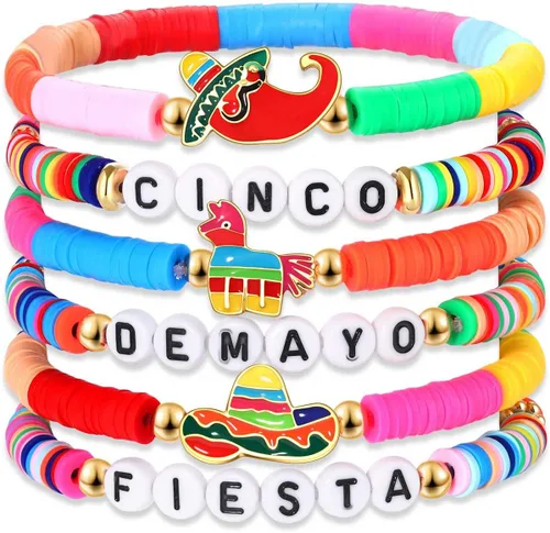 Vista 293 de Surfer Heishi - Pulseras apilables para mujer, apilables, de vinilo arcoíris, disco de arcilla, pulseras elásticas para la amistad, joyería bohemia
