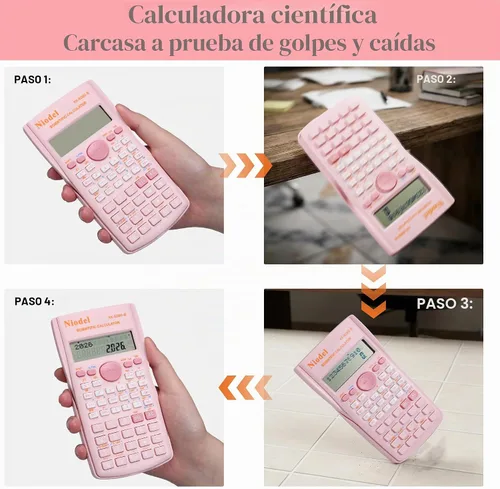 Vista 4 de Calculadora científica, Calculadora de dos líneas linda, Calculadora de matemáticas con función para estudiantes de álgebra y geometría, Calculadora