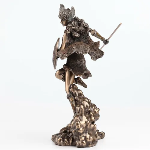 Vista 7 de Escultura de estatua de lanza y escudo de diosa nórdica Valkyrie de 9.25 pulgadas