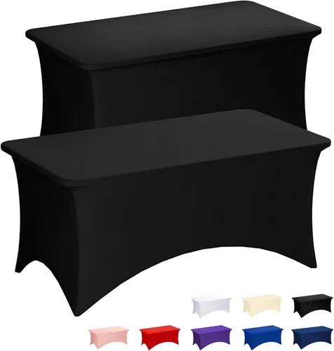 Vista 53 de Fixwal Paquete de 6 Manteles de Mesa Rectangulares, Cubierta de Mesa de 6 Pies, Mantel Blanco Rectangular Ajustado Elástico Rectangular, Cubierta