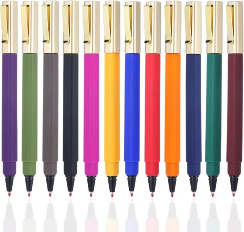 Vista 10 de 6 paquetes de bolígrafos de gel negros de 0.5 mm de punta media, bolígrafos de tinta de gel con tapa, secan rápidamente, bolígrafo de punta redonda