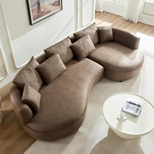 Vista 29 de Sofá Seccional Curvo de 106 pulgadas Sofá de Esponja con Chaise Lounge para Sala de Estar, Sofá Seccional Moderno en Forma de L, Sin Estructura