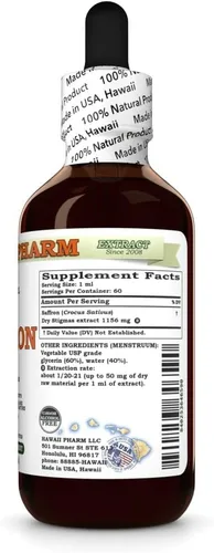 Vista 3 de Hawaii Pharm Extracto líquido de azafrán sin alcohol, grado profesional, azafrán hecho a mano en lotes pequeños (Crocus Sativus) Suplemento