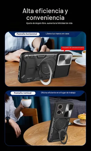Vista 7 de Funda para teléfono Motorola Moto G85 5G con protector de pantalla de vidrio, cubierta protectora de cámara deslizante integrada, funda protectora
