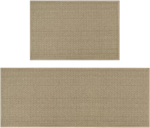 Vista 17 de Artoid Mode Juego de 2 alfombras y tapetes de cocina lavables, de goma antideslizante, absorbentes, para el frente del fregadero, 17 x 29 y 17 x 47