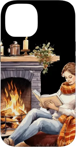 Vista 4 de iPhone 16 Book Reading In Fireplace Reader Bookworm Girls Women Case
