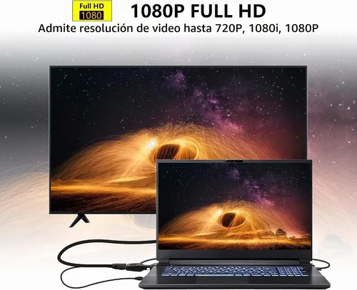 Vista 4 de YACSEJAO Adaptador VGA a HDMI 1080P VGA macho a HDMI hembra convertidor (Cable)