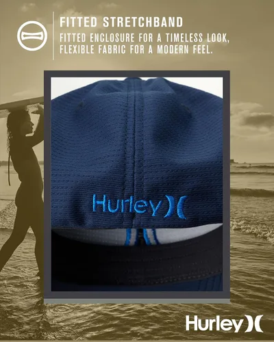 Vista 5 de Hurley Gorra de béisbol para hombre Gorra ligera de visera curvada H2O Dri ajustada para hombre