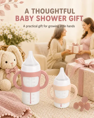 Vista 7 de Paquete de 2 asas de silicona para biberón NUK, beige+rosa Beige y Rosa