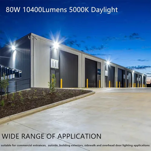 Vista 2 de Paquete de luz LED de pared de 80 W con fotocélulas del atardecer al amanecer, luz diurna de 10500 lm 5000 K, entrada AC100-277V, reemplazo de 500 W