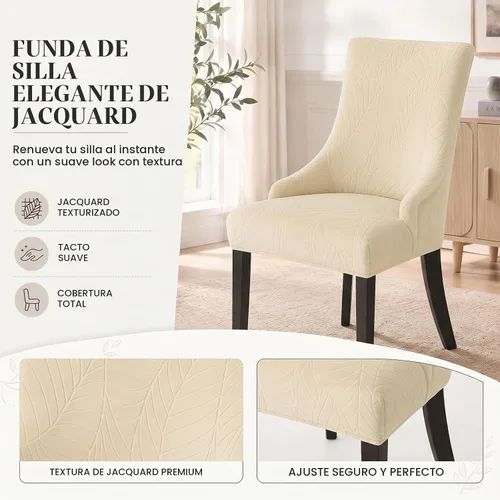 Vista 2 de Fundas para silla con respaldo alado, impermeables, elásticas Beige