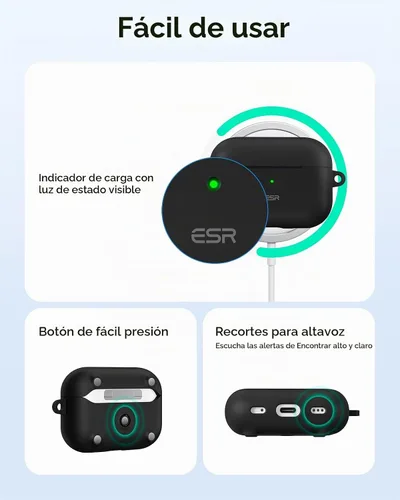 Vista 9 de ESR Funda para AirPods Pro 2, Compatible con Funda de Airpods Pro de 2ª Generación (2023/2022/2019), Compatible con MagSafe, Bloqueo Magnético