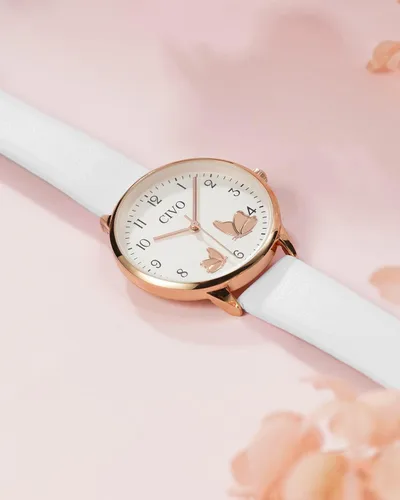 Vista 2 de CIVO Reloj de pulsera para mujer, correa de cuero, analógico, de cuarzo, impermeable, de moda, simple, fácil de leer, con exquisito dial de mariposa