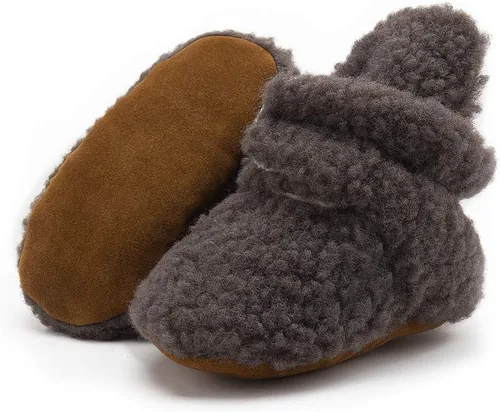 Vista 81 de Botines de forro polar para bebés, niños y niñas, pantuflas antideslizantes con agarre suave, zapatos de calcetín para recién nacidos, cuna