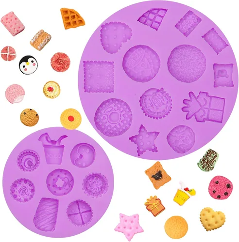 Vista 12 de Moldes de silicona para galletas de chocolate, 6 paquetes de donas de caramelo, mini waffle, moldes para decoración de pasteles, adornos