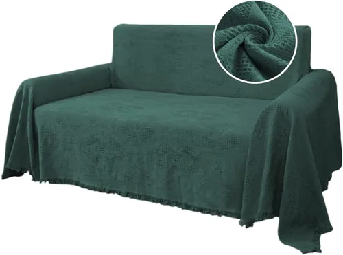 Vista 20 de H.VERSAILTEX Fundas de Sofá de Algodón Funda de Sofá Funda Protectora de Sofá para la Mayoría de Sofás de Diferentes Formas, Presenta Jacquard Verde