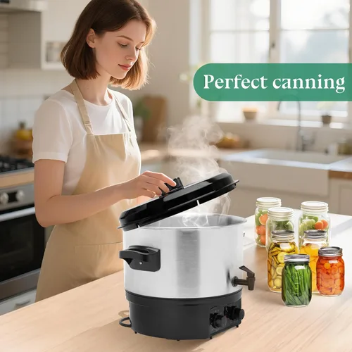 Vista 4 de Enlatador Eléctrico de Baño de Agua 14.5QT, Olla Eléctrica de 1500W para Enlatado Casero, Conservas en Frascos, Cocina Lenta y Más - Enlatador