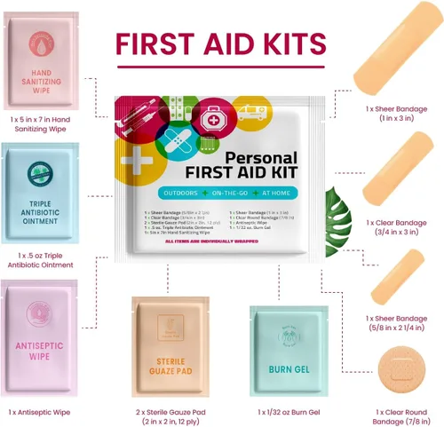 Vista 2 de Kit médico de emergencia de primeros auxilios mini y tamaño de viaje - Ideal para niños, escuelas, negocios, senderismo, camping Productos