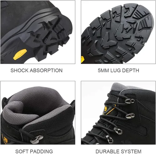 Vista 2 de CAMEL CROWN Botas de senderismo para hombre, de cuero auténtico