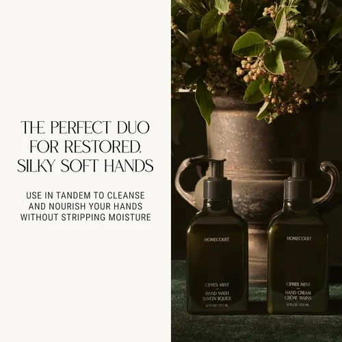 Vista 3 de Homecourt Crema de manos de albahaca mandarina (12 onzas líquidas), dermatológicamente probada, no grasa, humectante, formulada con extracto de flor
