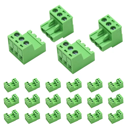 Vista 11 de 10 pares de conectores de bloque de terminales de tornillo enchufables de 2 pines de 5,08 mm de paso con enchufe Phoenix para cable de 28-12AWG