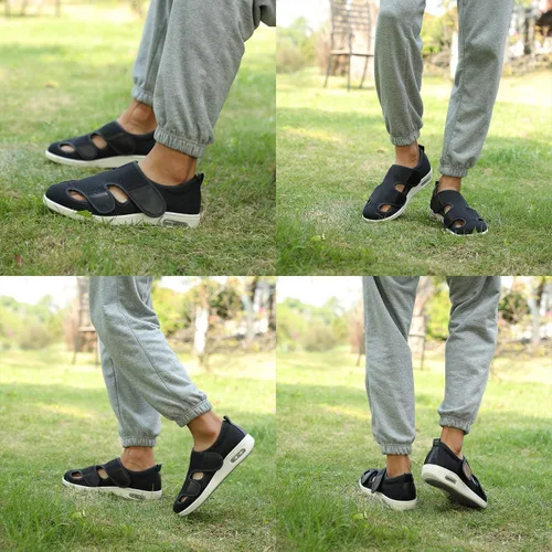 Vista 7 de W&LESVAGO Zapatos diabéticos de ancho ancho para mujer, cojín de aire, ligero y cómodo sandalias para caminar para ancianos hinchados pies vendados