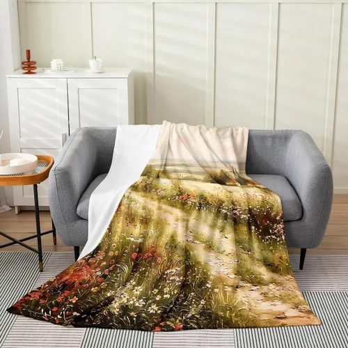 Vista 28 de Erosebridal Sketch Tree Flannel Blanket 40x50 Inch Vintage Farmhouse Fleece Blanket Grey Minimalist Mid Century Fuzzy Plush Throw French Country