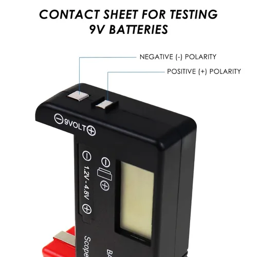 Vista 5 de Comprobador de batería digital, comprobador universal de batería para pilas AA AAA C D 9V 3.7V 1.5V - Portátil con precisión comprobar el nivel