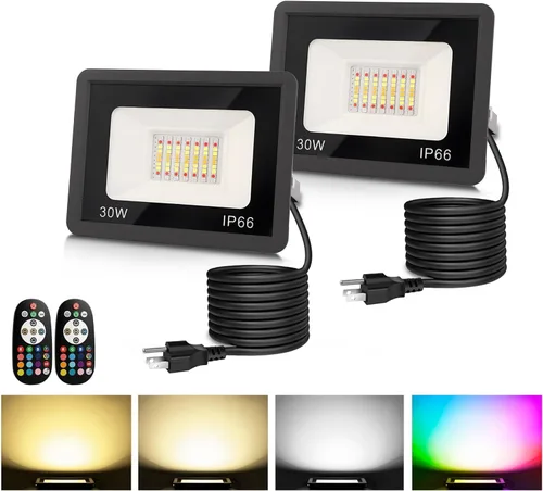 Vista 14 de L LOHAS LED Luz de Inundación LED RGB para Exteriores, 25W Luces de Fiesta DIY que Cambian de Color con Control Remoto, Luz de Patio