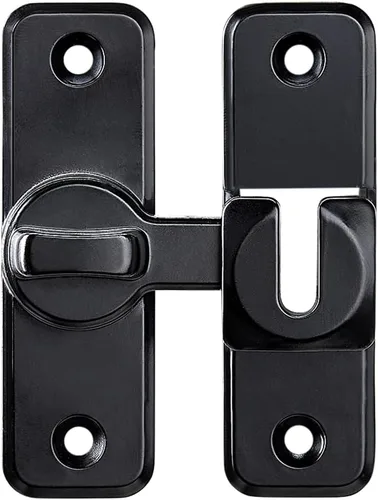 Vista 7 de INIRET Cerradura de pestillo giratorio de seguridad mejorada negra - Pestillo de puerta deslizante y oscilante de 90/180 grados de servicio pesado