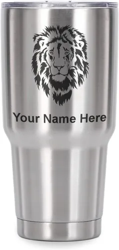 Vista 41 de LaserGram Vaso aislado al vacío de 20 onzas, cabeza de león, grabado personalizado incluido (negro)