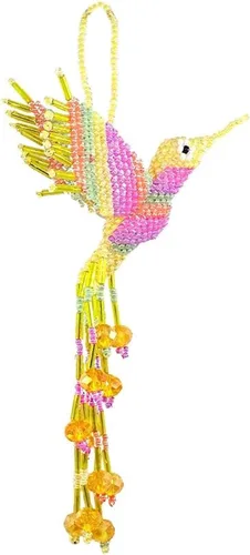 Vista 21 de Mia Jewel Shop - Figurina colgante decorativa de colibrí Figuras de pájaros para decoración del hogar Adorno de vidrio checo con cuentas