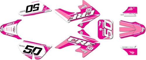 Vista 7 de Kit de gráficos para Honda CRF 50 (2004-2012) Evolution Series Negro 09 Mil - Kit de calcomanías gráficas de carreras personalizadas para dirt bike