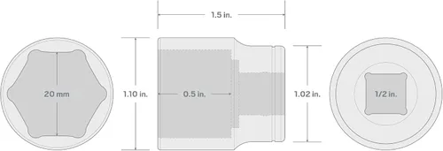 Vista 61 de TEKTON Llave de vaso poco profunda de 6 puntos de 1/2 pulgada de cuadradillo x 1-5/16 pulgadas SHD22033