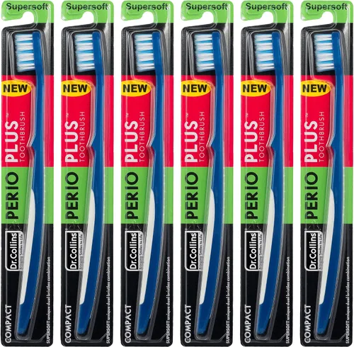 Vista 5 de Dr. Collins Perio Plus - Cepillo de dientes compacto, (los colores varían) (paquete de 3)
