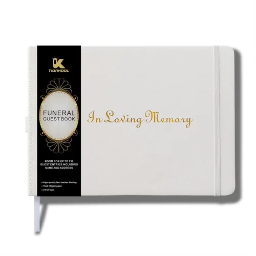 Vista 7 de Tiankool Libro de visitas funerarias para servicio conmemorativo, libro de visitas para registro de invitados funerarios, libro de invitados