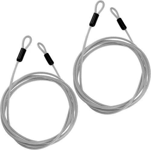 Vista 9 de Cable de seguridad de acero inoxidable de 10 pies y 0.197 in con ganchos, cable flexible trenzado de doble bucle recubierto de acero
