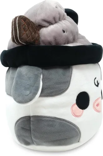 Vista 5 de Cuddle Barn - Mooshake de sésamo negro Juguete de peluche coleccionable de peluche súper suave y lindo kawaii de vaca, 10 pulgadas