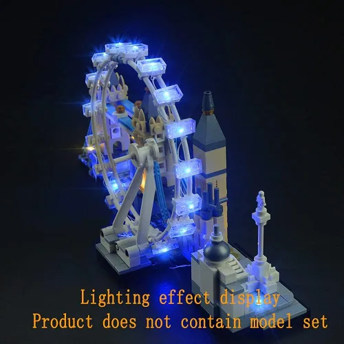 Vista 6 de GEAMENT Kit de luces de versión mejorada para arquitectura London Skyline Collection compatible con el modelo de ladrillos de construcción Lego