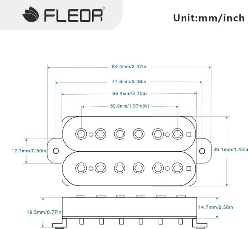 Vista 2 de FLEOR Pastillas de cuello para guitarra eléctrica Alnico 5 Humbucker de bobina doble - Negro