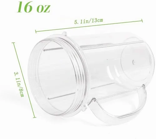 Vista 2 de Vasos de repuesto de 16 onzas para Magic Bullet, 6 piezas/juego de piezas compatibles con batidora Magic Bullet de 250 W MB1001, incluye tazas