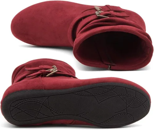 Vista 4 de Herstyle Lindell Botas de pantorrilla de tacón plano para mujer, con cremallera lateral, botines de tobillo