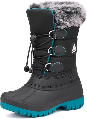 Vista 8 de Mishansha Botas de nieve impermeables para niños y niñas, botas de invierno Marrón oscuro-038