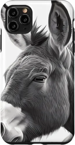 Vista 11 de Funda de retrato blanco y negro burro para iPhone 14