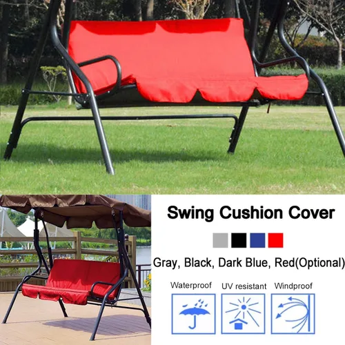 Vista 3 de Oumefar Funda de cojín para silla de columpio de 3 plazas para exteriores, funda de repuesto para patio, jardín (rojo)