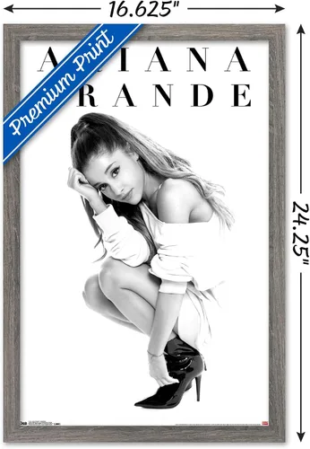 Vista 3 de Trends International Ariana Grande - Póster de pared de luna de miel, 22.4 pulgadas de largo x 14.7 pulgadas, versión enmarcada en madera de granero