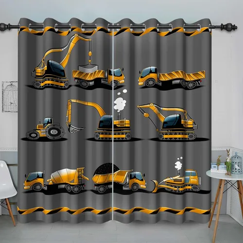 Vista 14 de Cortina opaca con diseño de dibujos animados para niños, diseño de luna, estrellas, planetas, cortinas de oscurecimiento con ojales inoxidables Azul